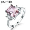 UMCHO Blue Topaz Gemstone Rings for Women Genuine 925 Sterling Silver Aquamarine Ring Romantic Wedding Engagement Fine Jewelry China Morganite