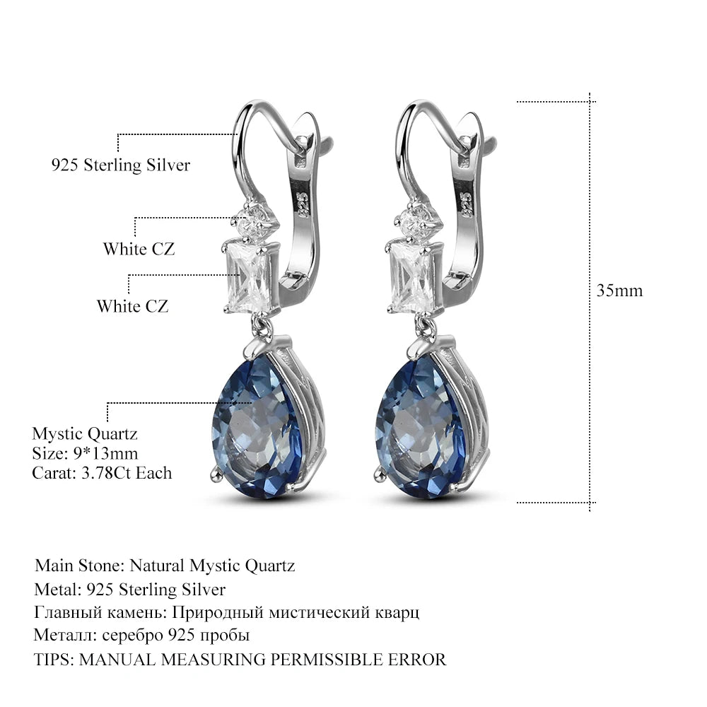 Gem's Ballet 7.57Ct Natural Iolite Blue Mystic Quartz Gemstone Drop Earrings 925 Sterling Silver Fine Jewelry For Women Wedding