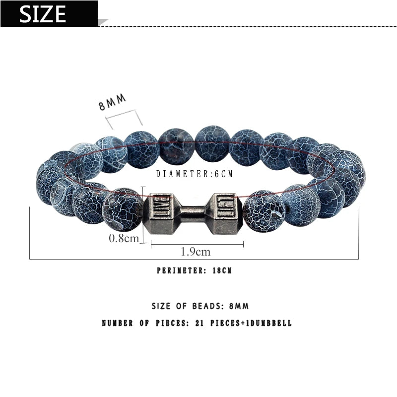 Black Weathered  Wristband Adjustable Barcelets For Women Men Beads Bracelet Dumbbell Mens Fashion Yoga Jewelry Original Bangles