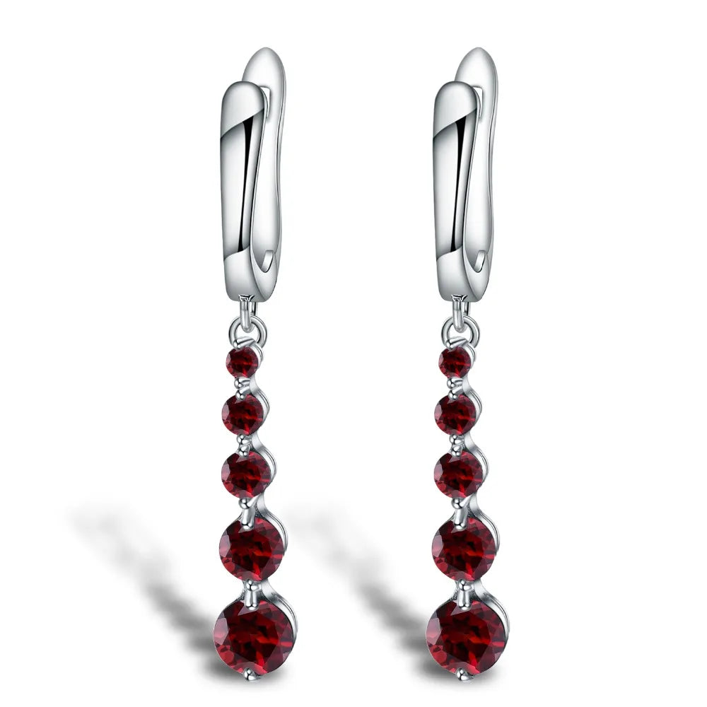 GEM'S BALLET 2.67Ct Natural Red Garnet Gemstone Drop Earrings Genuine Pure 925 Sterling Silver Earrings Fine Jewelry For Women