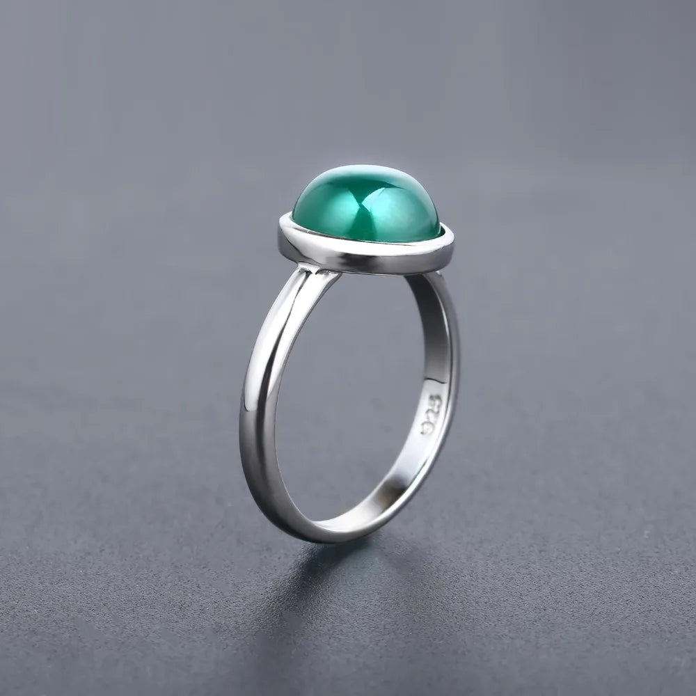 Gem's Ballet Natural Green Agate Gemstone Ring 585 14K 10K 18K Gold 925 Silver Green Onyx Rings For Women Fine Jewelry