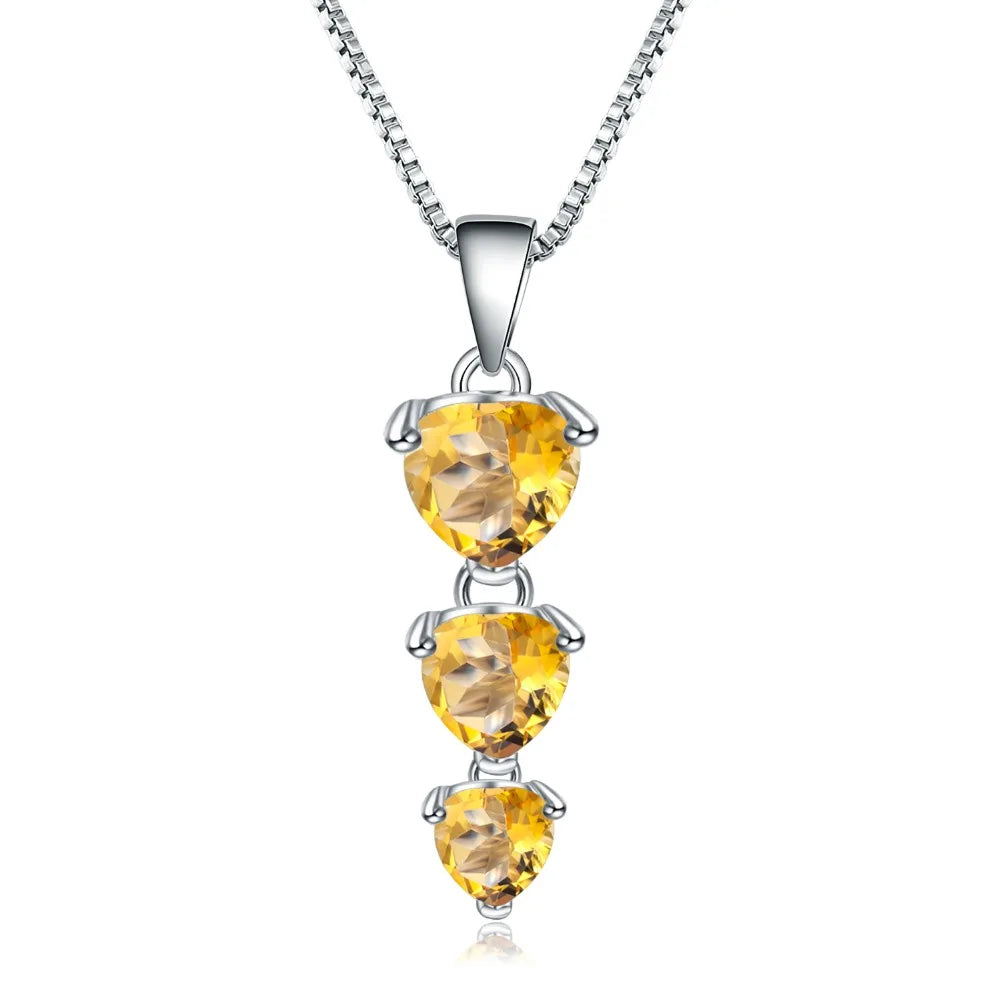 GEM'S BALLET 925 Sterling Silver Jewelry 2.43Ct Natural Citrine Gemstone Love Heart Pendant Necklace for Women Wedding Jewelry