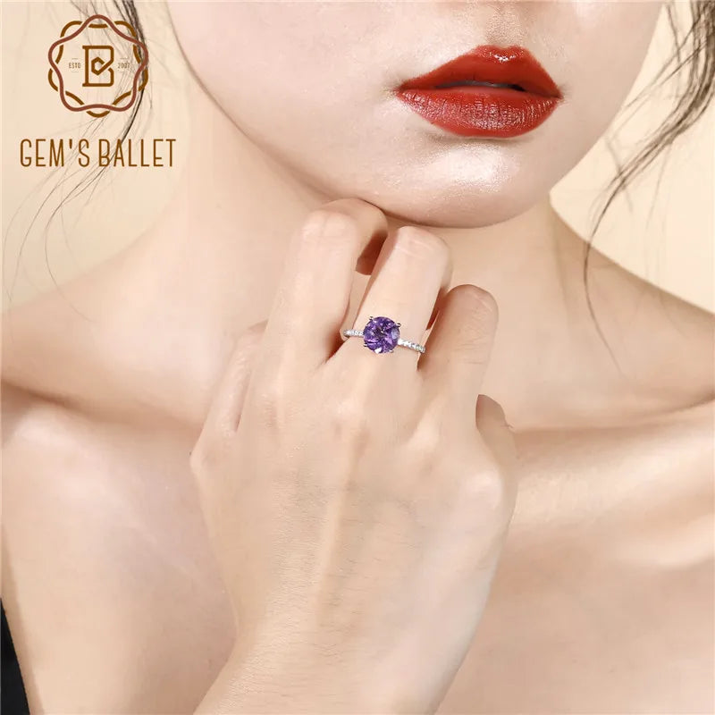 Gem's Ballet Purple Vintage Wedding Rings For Women Fine Jewelry 2.66Ct Natural Amethyst Gemstone Ring 925 Sterling Silver