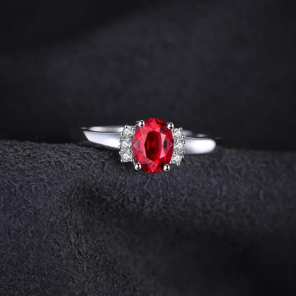 JewelryPalace Oval Red Natural Red Garnet 925 Sterling Silver Rings for Women Fashion Engagement Gemstone Birthstone Jewelry