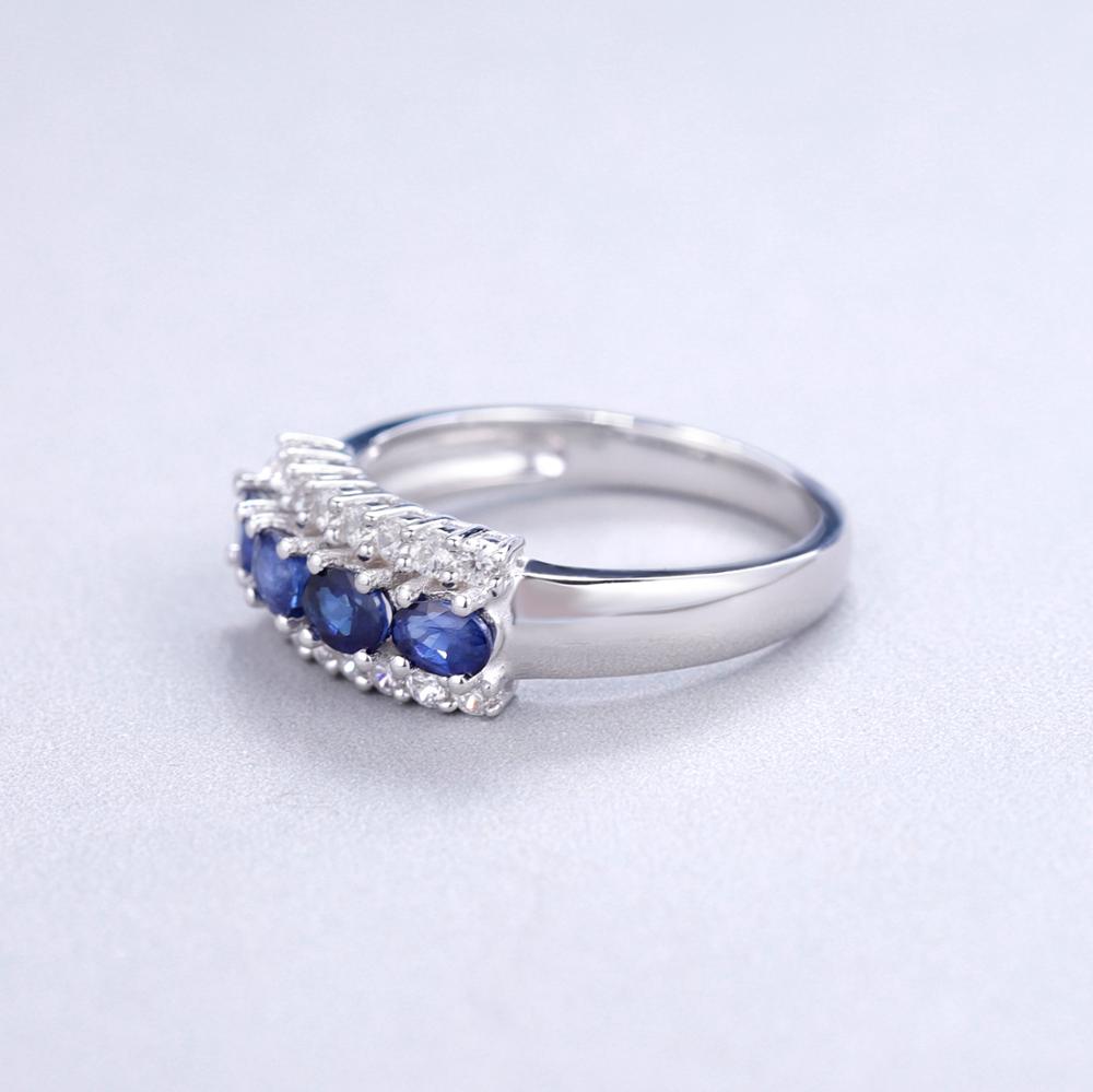 GEM&#39;S BALLET 0.92Ct Natural Blue Sapphire Ring 925 Sterling Silver Wedding Bands Rings For Women Valentine&#39;s Day Fine Jewelry