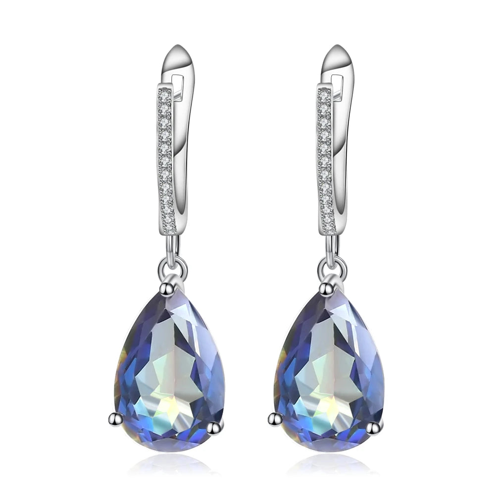 GEM'S BALLET 10.44Ct Natural Rainbow Mystic Quartz Gemstone Earrings 925 Sterling Silver Drop For Women Fine Jewelry