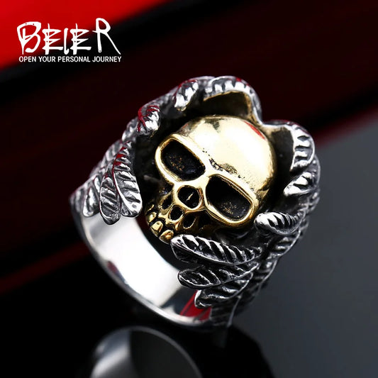 Beier 316L Stainless Steel ring  biker Ring skull Man's special copper fashion jewelry LLBR8-365R