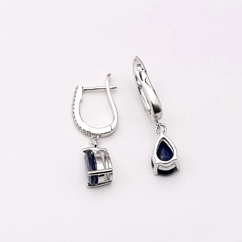 Gem's Ballet 5.05Ct Natural Blue Sapphire Gemstone Drop Earrings 925 Sterling Silver Fine Jewelry For Women Wedding