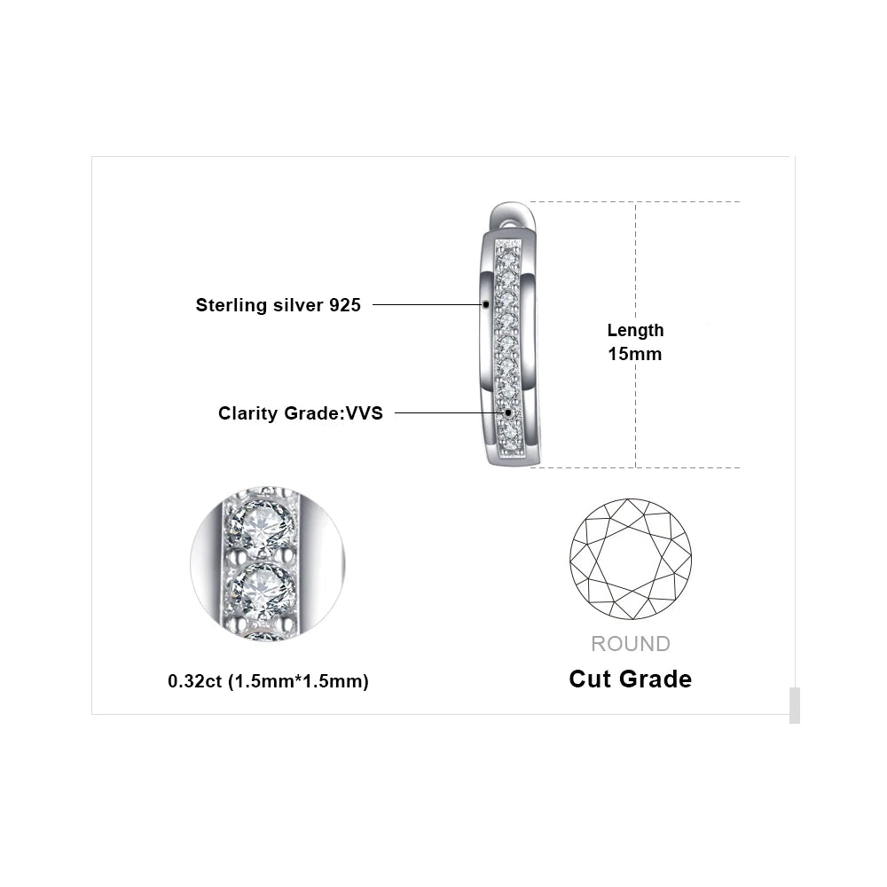 JewelryPalace Channel Eternity 925 Sterling Silver Cubic Zirconia Fashion Clip Earrings for Women