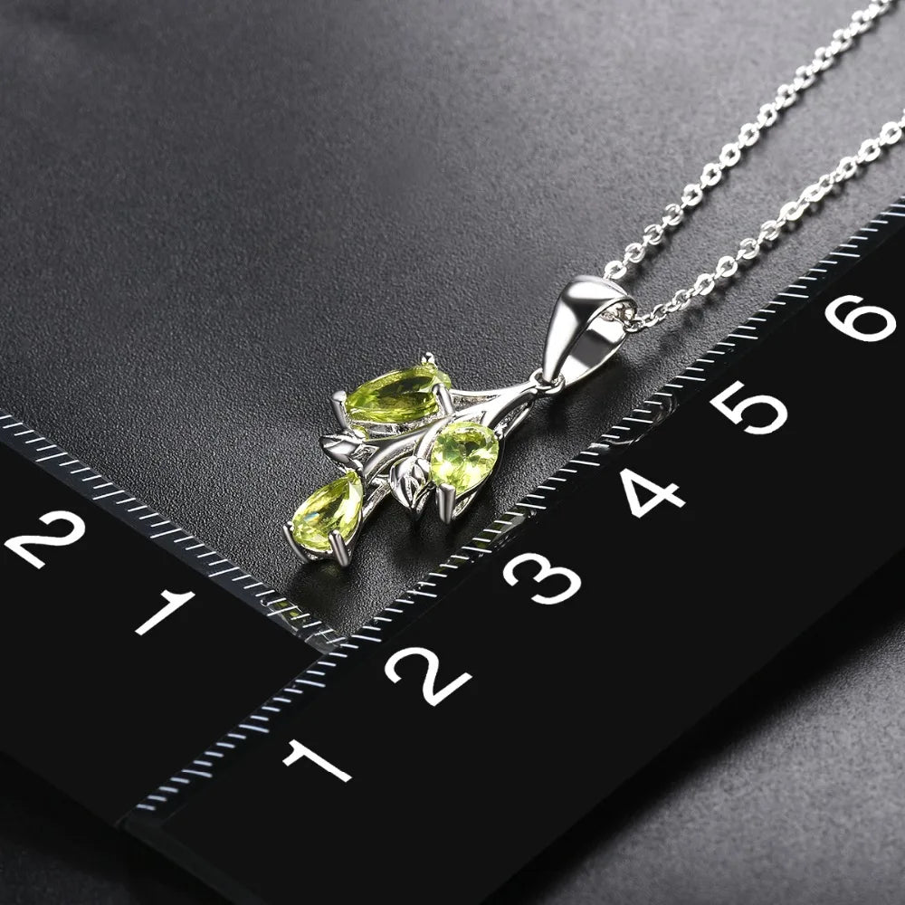 Hutang Peridot Pendant Solid 925 Sterling Silver Natural Gemstone Necklace Fine Elegant Classic Jewelry for Women Girl Gift New