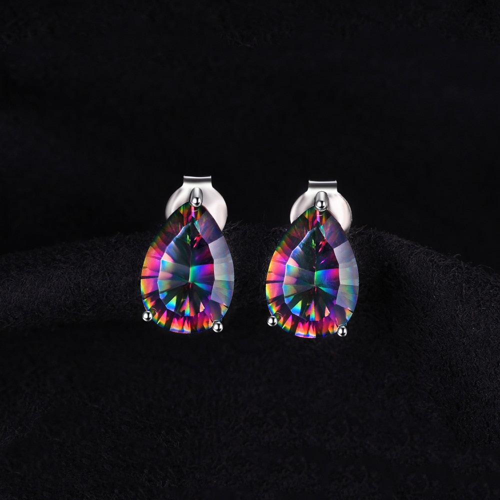 JewelryPalace 4.7ct Natural Rainbow Mystic Quartz 925 Sterling Silver Earring for Women Fashion Jewelry Trendy Gift New Arrival