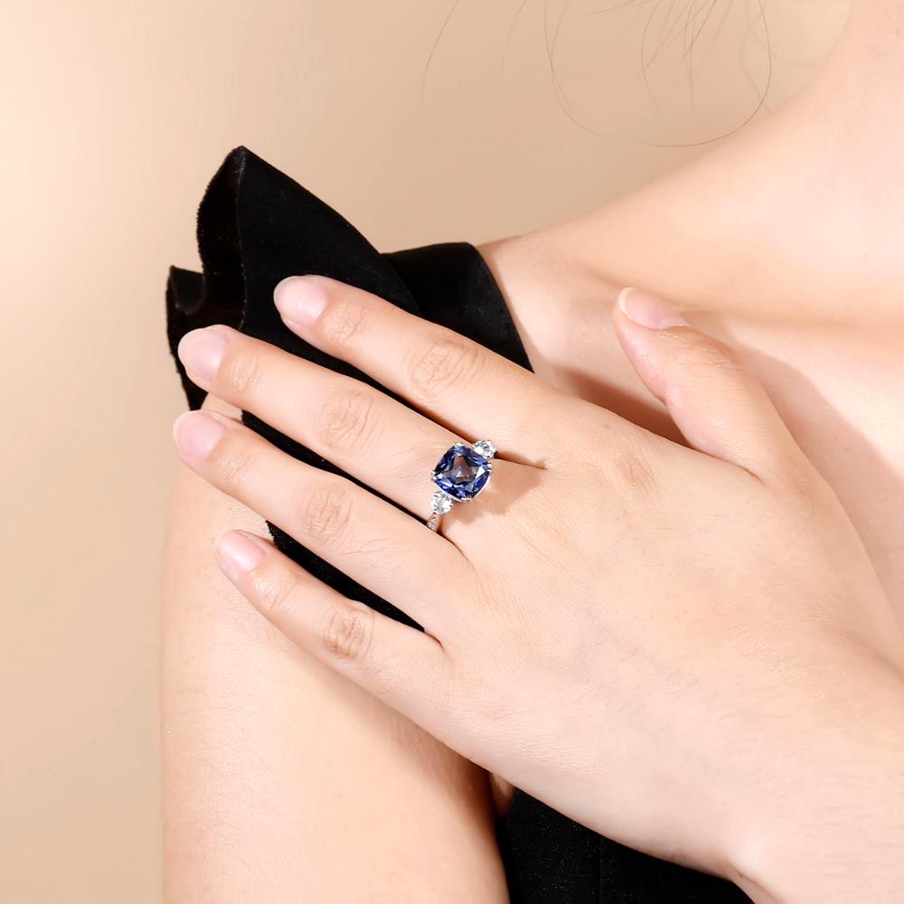 Gem's Ballet 5.22Ct Iolite Blue Mystic Quartz Sky Blue Topaz Rings AU750 585 14K 10K 18K Gold 925 Silver Ring Jewelry For Women