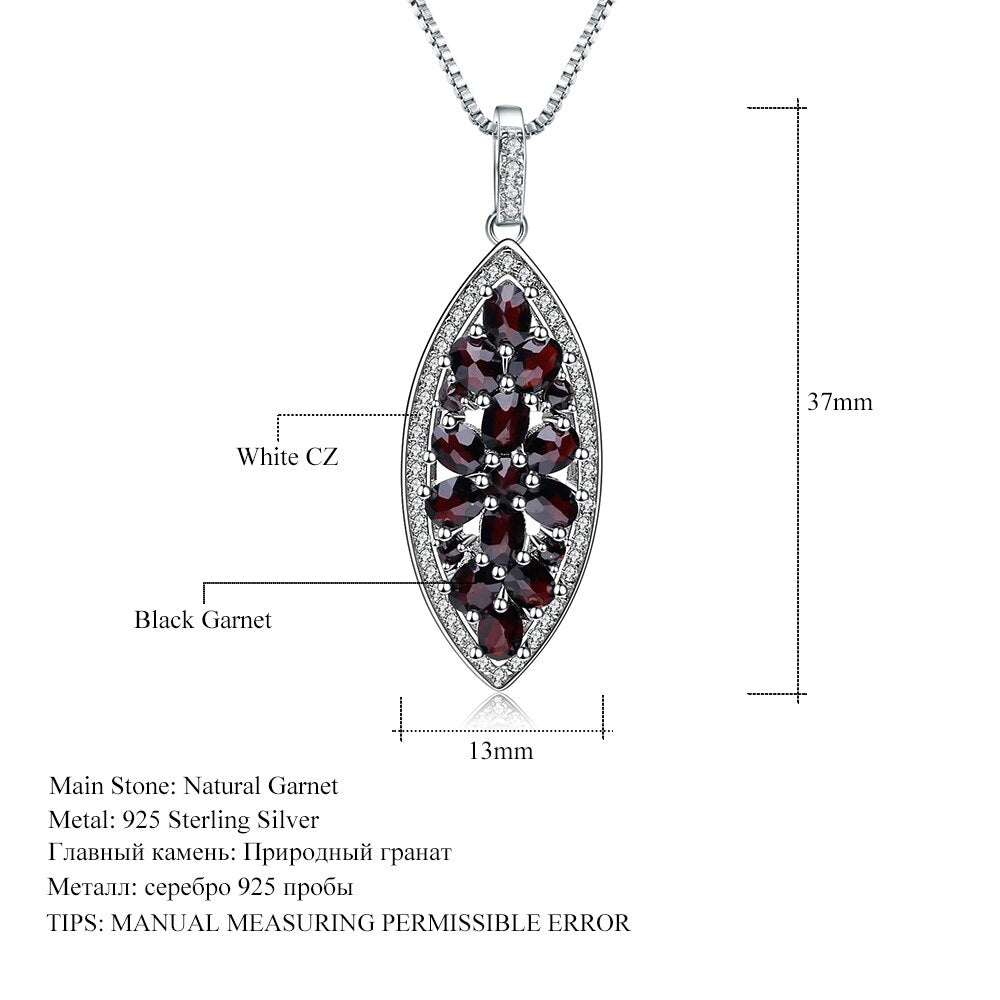 Gem&#39;s Ballet 1.93Ct Natural Black Garnet Vintage Pendant 925 Sterling Silver Necklaces &amp; Pendants for Women Fine Jewelry