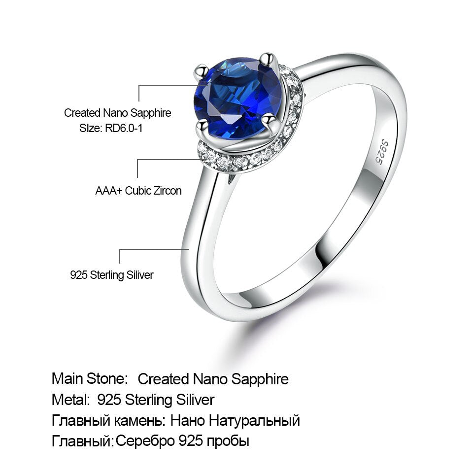 UMCHO Blue Sapphire Gemstone Rings for Women Genuine 925 Sterling Silver Halo Promise Ring Engagement Wedding Party Jewelry Gift