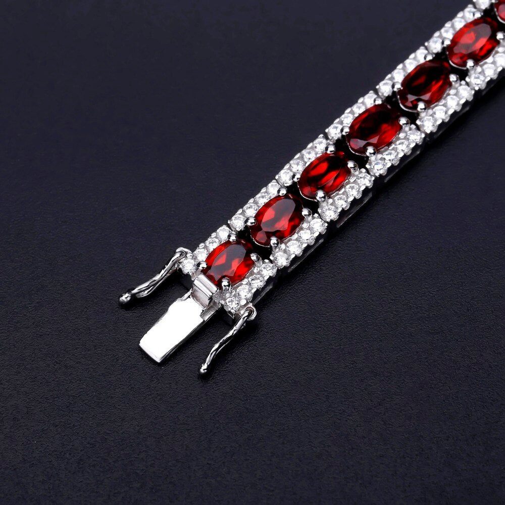 GEM&#39;S BALLET 0.6Ct Natural Garnet Gemstone 925 Sterling Silver Vintage Bracelets&amp;bangles For Women Wedding Engagement Jewelry