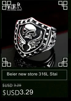 Beier Polished Stainless Steel ring Band Biker Men's ring a coat of arms of the Russian Signet Ring Fashion Jewelry
