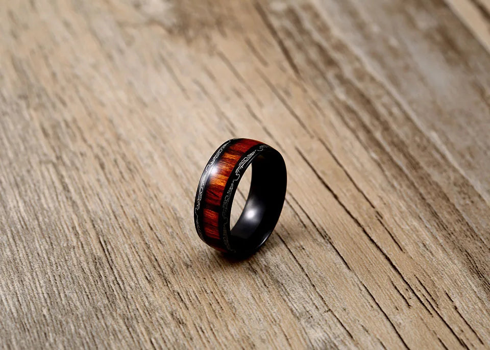 Beier 316L Stainless Steel minimalist red wood men and women wedding ring carve dragon pattern high quality jewelry LLBR-R077R
