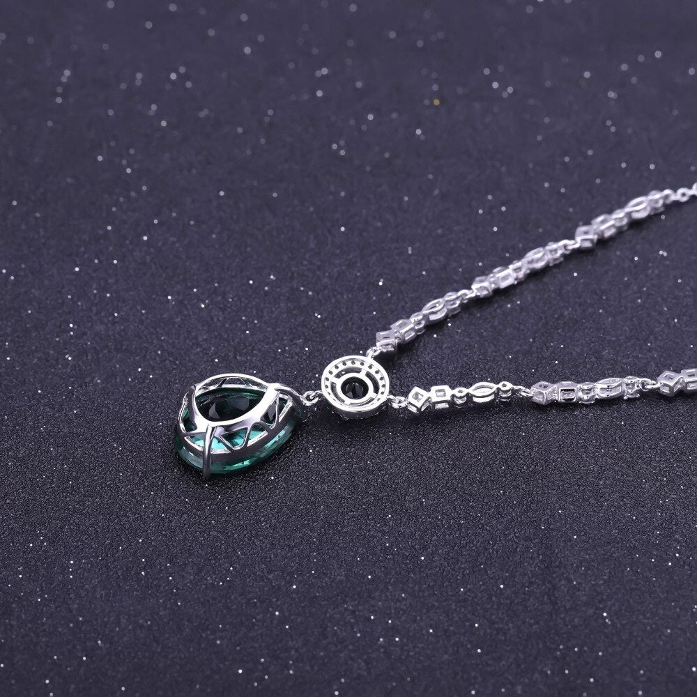 GEM&#39;S BALLET Luxury 11.49Ct Nano Green Amethyst Vintage Pendant For Women 925 Sterling Silver Water Drop Necklace Fine Jewelry