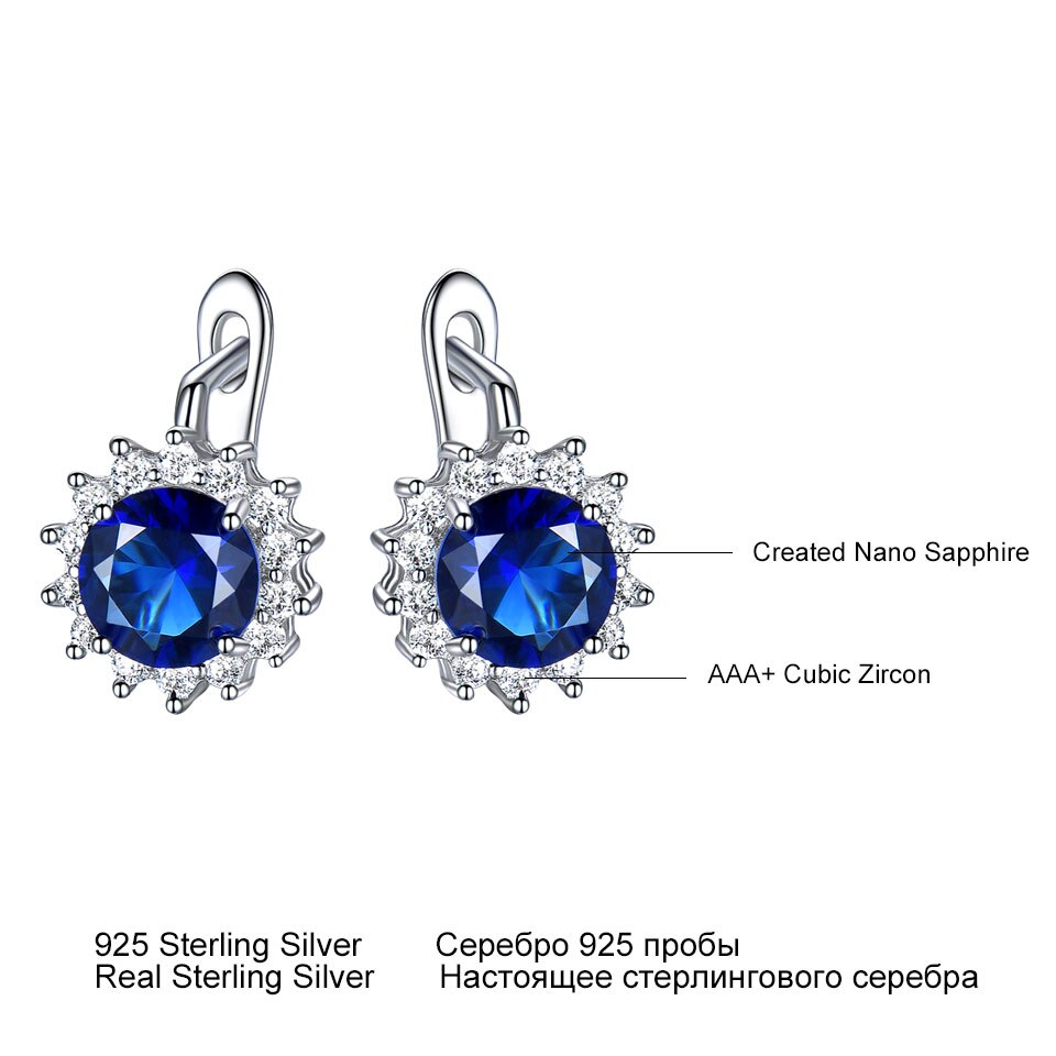 UMCHO 925 Sterling Silver Jewelry Sets for Women Blue Sapphire Gemstone Pendant Necklace Clip Earrings Wedding Fine Jewelry New