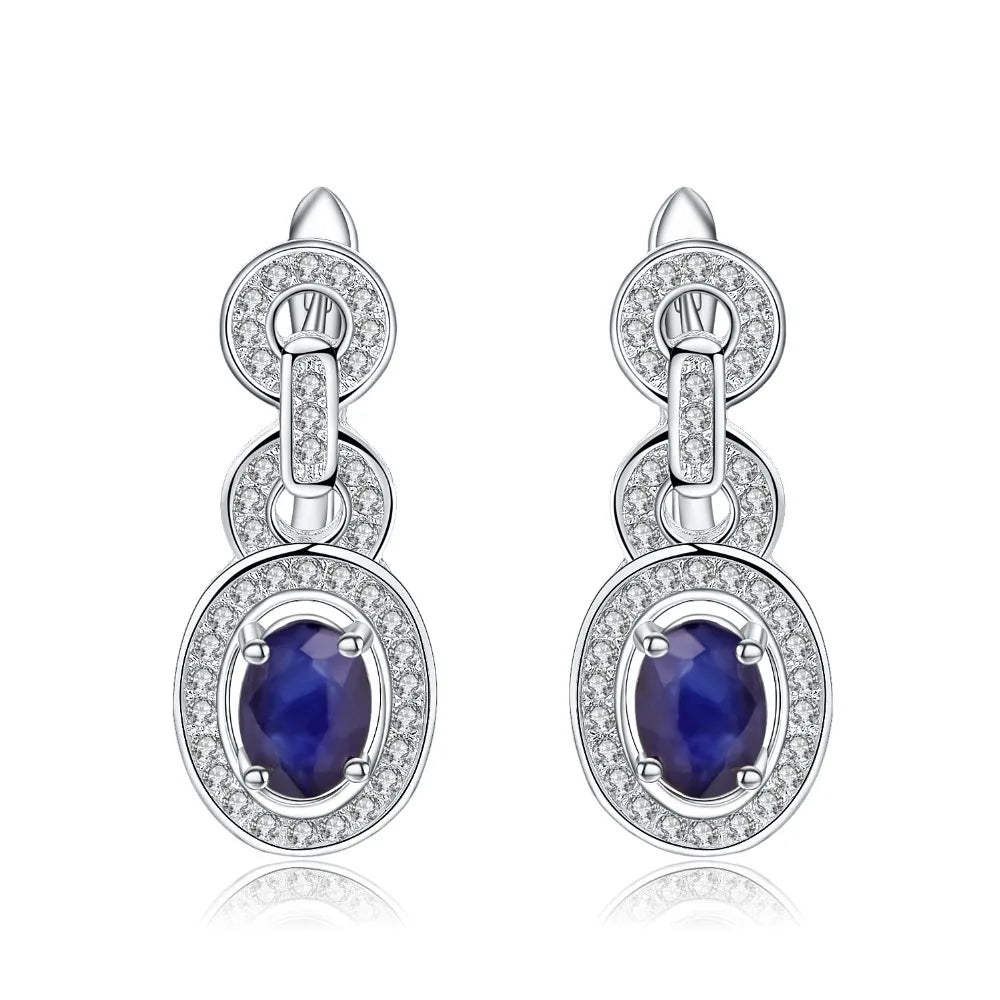 GEM'S BALLET 1.89Ct Natural Blue Sapphire Vintage Earrings 925 Sterling Silver Gemstone Drop Earrings For Women Wedding Jewelry