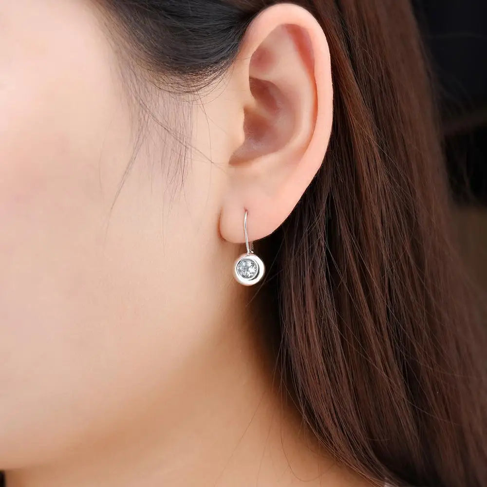 Hutang Natural Aquamarine Women's Clip Earrings Solid 925 Sterling Silver Blue Gemstone Fine Elegant Bridal Jewelry New Arrival