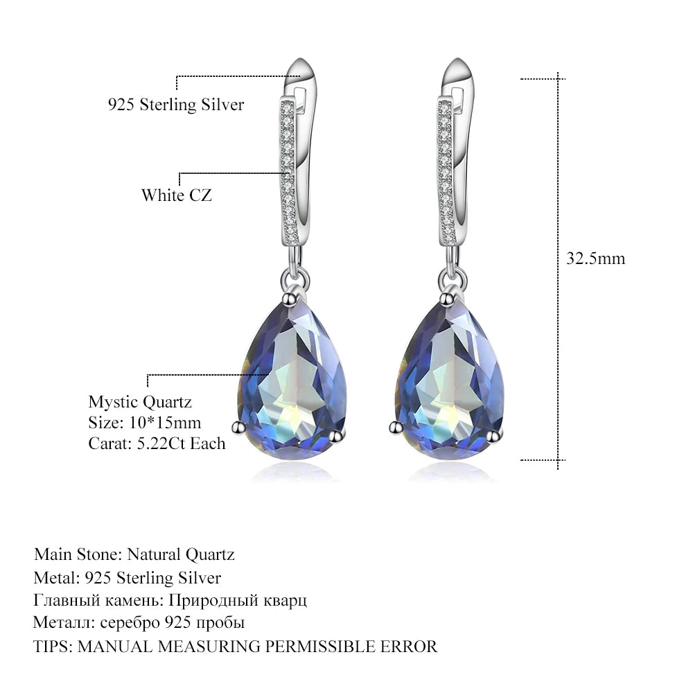 GEM'S BALLET 10.44Ct Natural Rainbow Mystic Quartz Gemstone Earrings 925 Sterling Silver Drop For Women Fine Jewelry