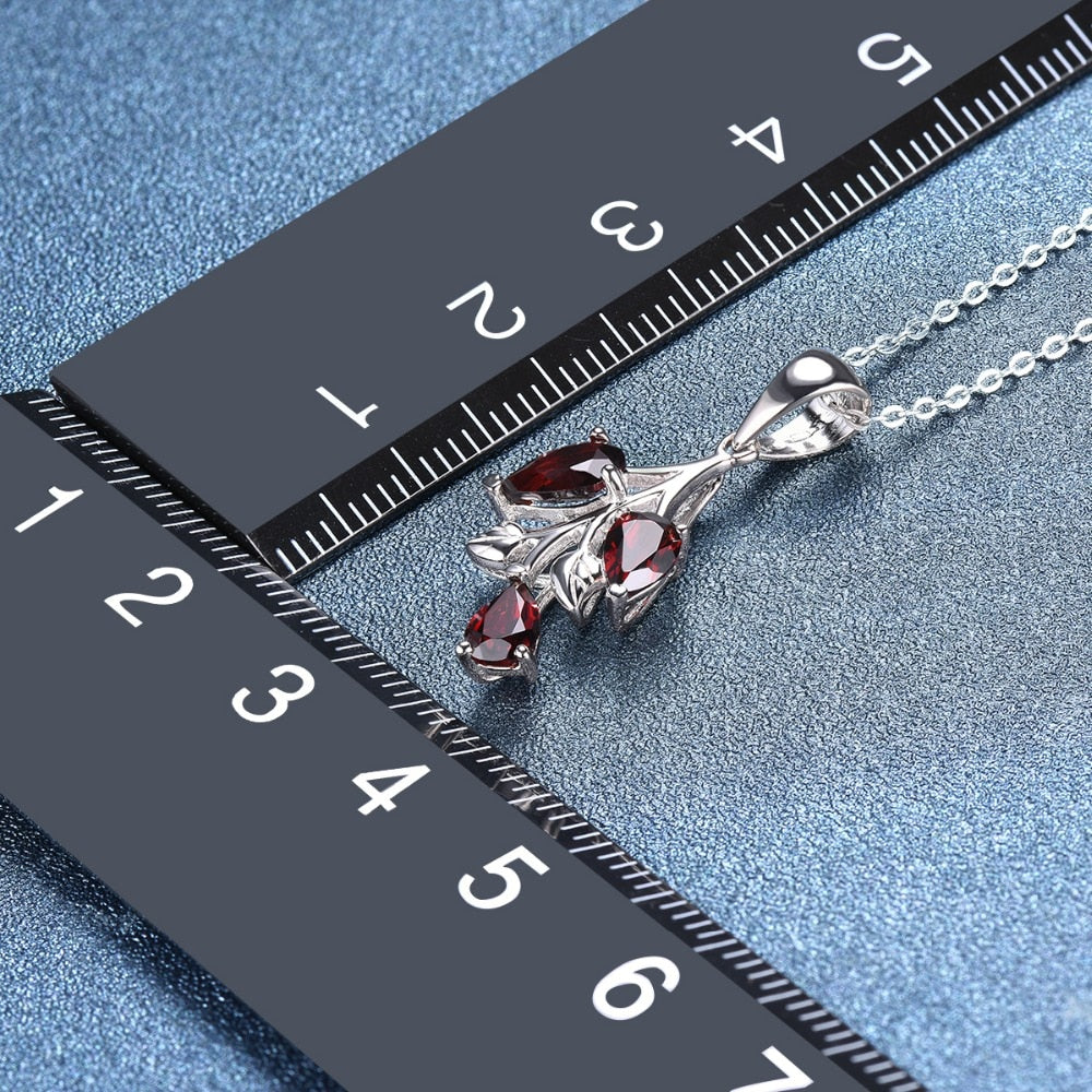 Natural Red Garnet 925 Silver Pendant Genuine Gemstone Fine Elegant Jewelry Top Quality for Women 18 inch Silver Chain