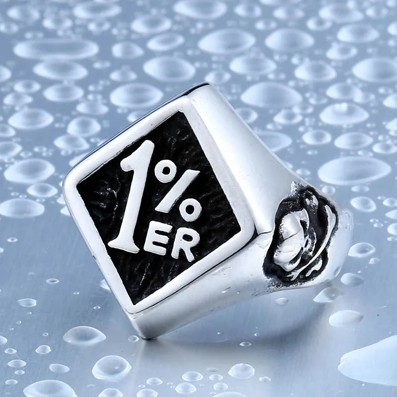 BEIER Fashion Biker One Pencenter 316L Stainless Steel 1% Ring For Man Motorcycle Punk Jewelry BR8-243 BR8-243silver