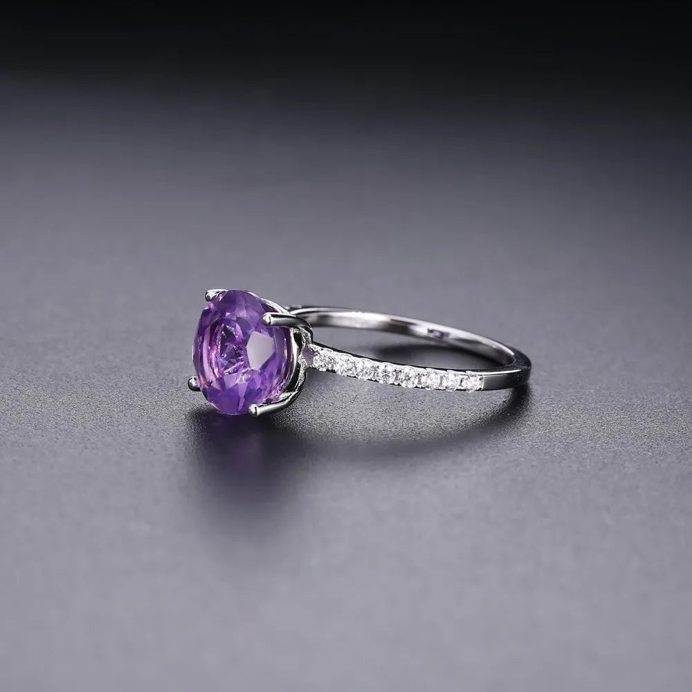 Gem's Ballet Purple Vintage Wedding Rings For Women Fine Jewelry 2.66Ct Natural Amethyst Gemstone Ring 925 Sterling Silver