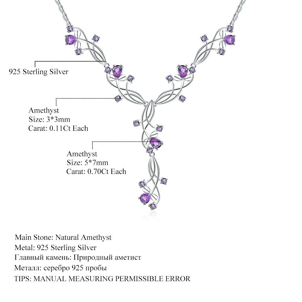 GEM'S BALLET 6.39Ct Natural Amethyst Bridal Necklace 925 Sterling Silver Gemstone Wedding Necklace For Women Fine Jewelry