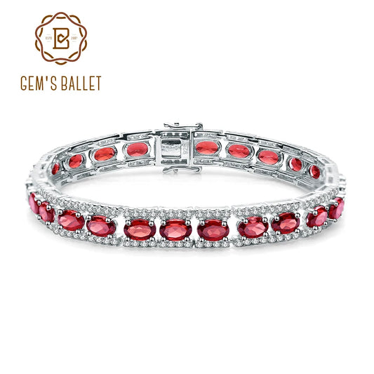 GEM'S BALLET 0.6Ct Natural Garnet Gemstone 925 Sterling Silver Vintage Bracelets&bangles For Women Wedding Engagement Jewelry CHINA 17cm
