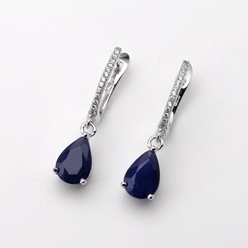 Gem&#39;s Ballet 5.05Ct Natural Blue Sapphire Gemstone Drop Earrings 925 Sterling Silver Fine Jewelry For Women Wedding