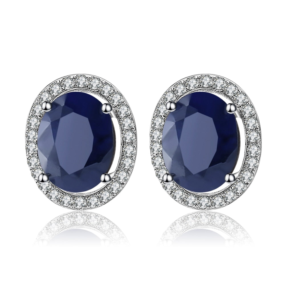 GEM&#39;S BALLET 7x9mm Natural Blue Sapphire 925 sterling silver Gemstone Stud Earrings Vintage Fine Jewelry Women Gift Fashion