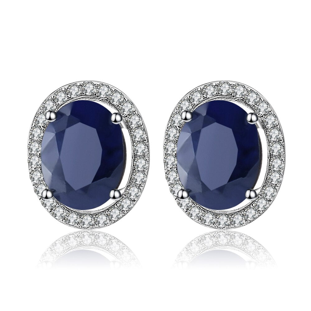 GEM'S BALLET 7x9mm Natural Blue Sapphire 925 sterling silver Gemstone Stud Earrings Vintage Fine Jewelry Women Gift Fashion