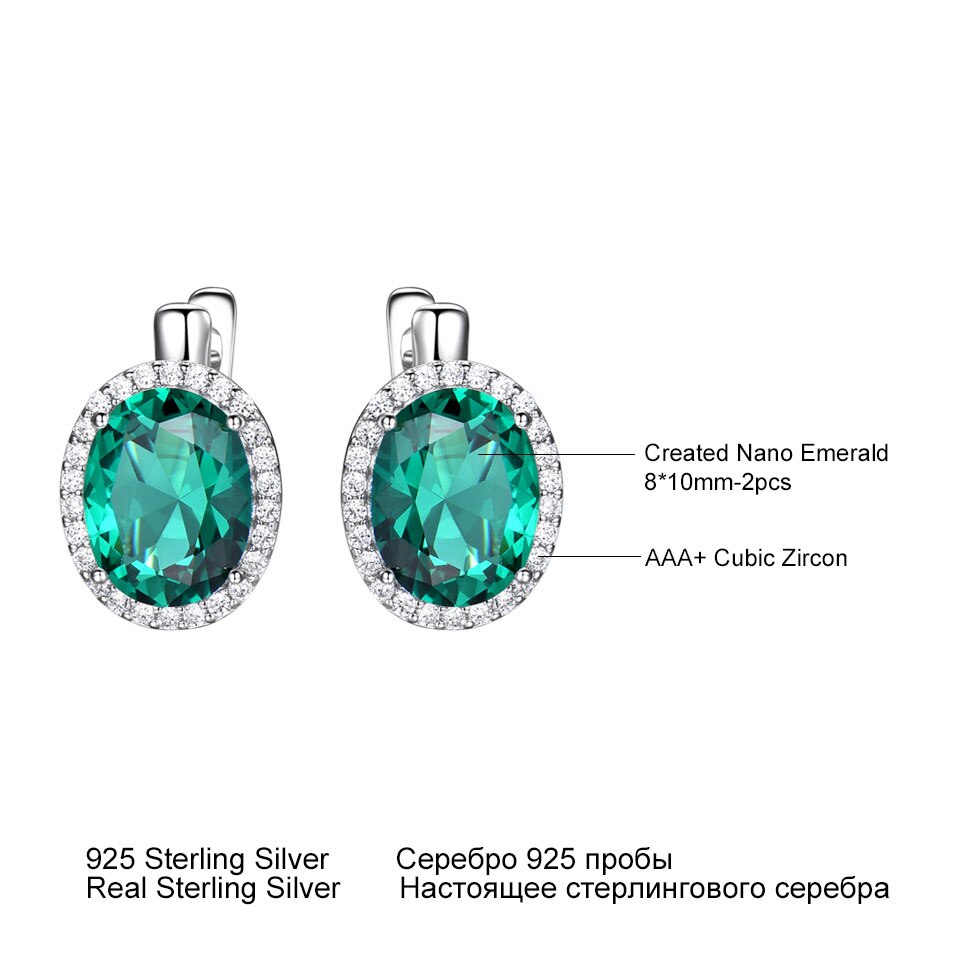 UMCHO Emerald Gemstone Clip Earrings For Women Genuine 925 Sterling Silver Earrings Wedding Anniversary Fashion Jewelry Gift New