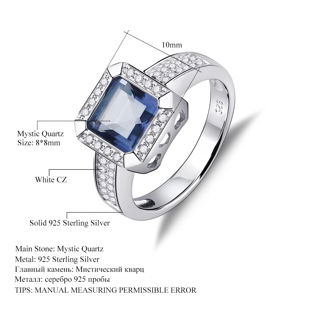 Gem's Ballet 2.2Ct Natural Iolite Blue Mystic Quartz Gemstone Vintage Rings Solid 925 Sterling Silver Fine Jewelry For Women