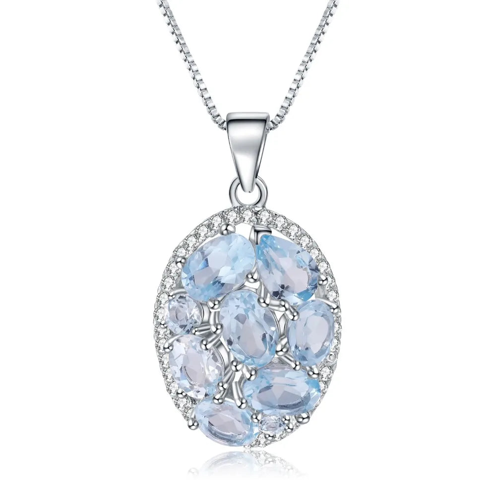 GEM'S BALLET 3.90Ct Natural Sky Blue Topaz Gemstone Elegant Pendant Necklace for Women Fine Jewelry 925 Sterling Silver Collier