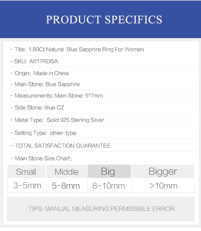 Anillo de plata 925 con zafiro azul natural de 1,89 quilates, oro 585 de 14 quilates, 10 quilates y 18 quilates. Gemas vintage para mujer. Joyería fina.