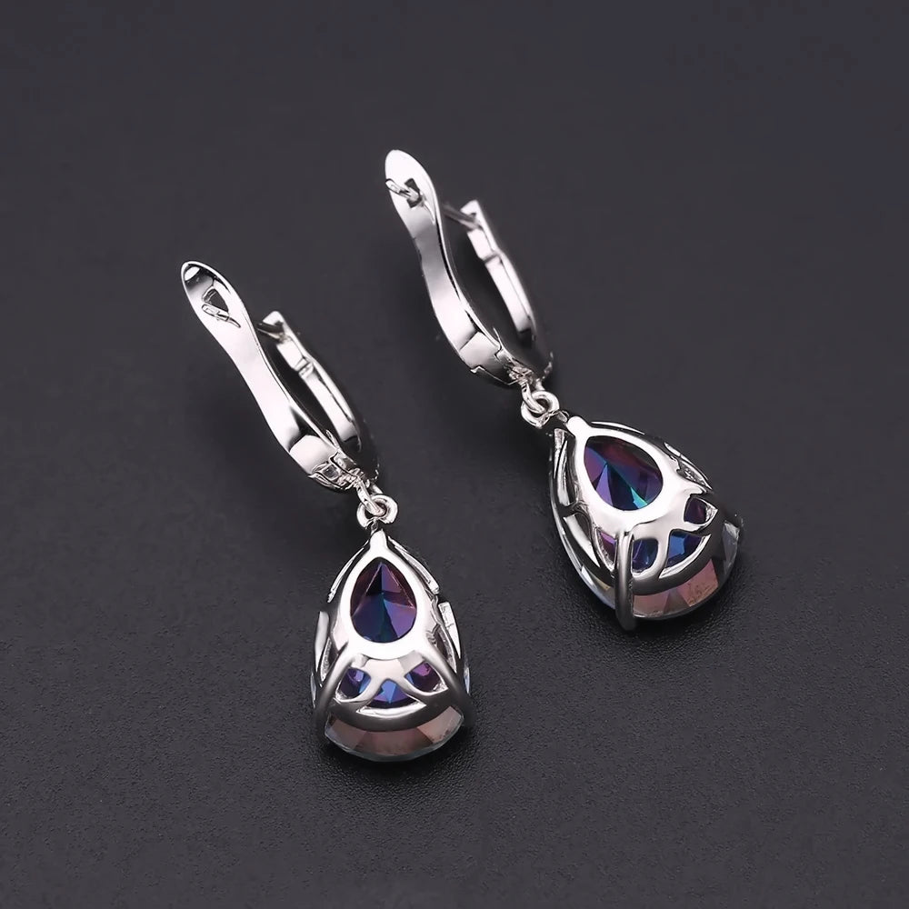 GEM'S BALLET 10.44Ct Natural Rainbow Mystic Quartz Gemstone Earrings 925 Sterling Silver Drop For Women Fine Jewelry