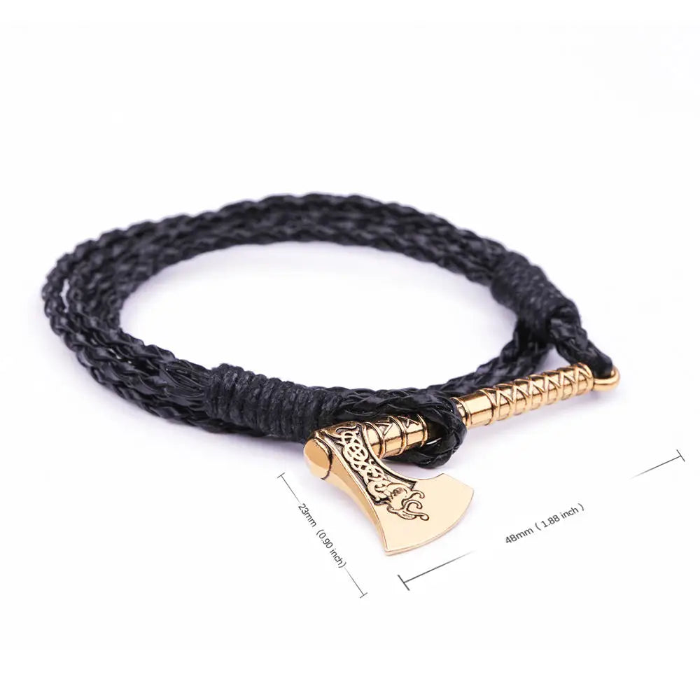 Teamer Mens Bracelet Axe Wrap Viking Bracelet for Men Leather Accessories Silver Color Hatchet Handmade Pirate Bracelet For Male 10