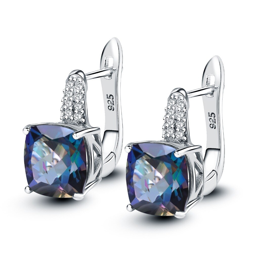 GEM'S BALLET 7.33Ct Natural Blueish Mystic Quartz 925 Sterling Silver Vintge Gemstone Stud Earrings for Women Fine Jewelry