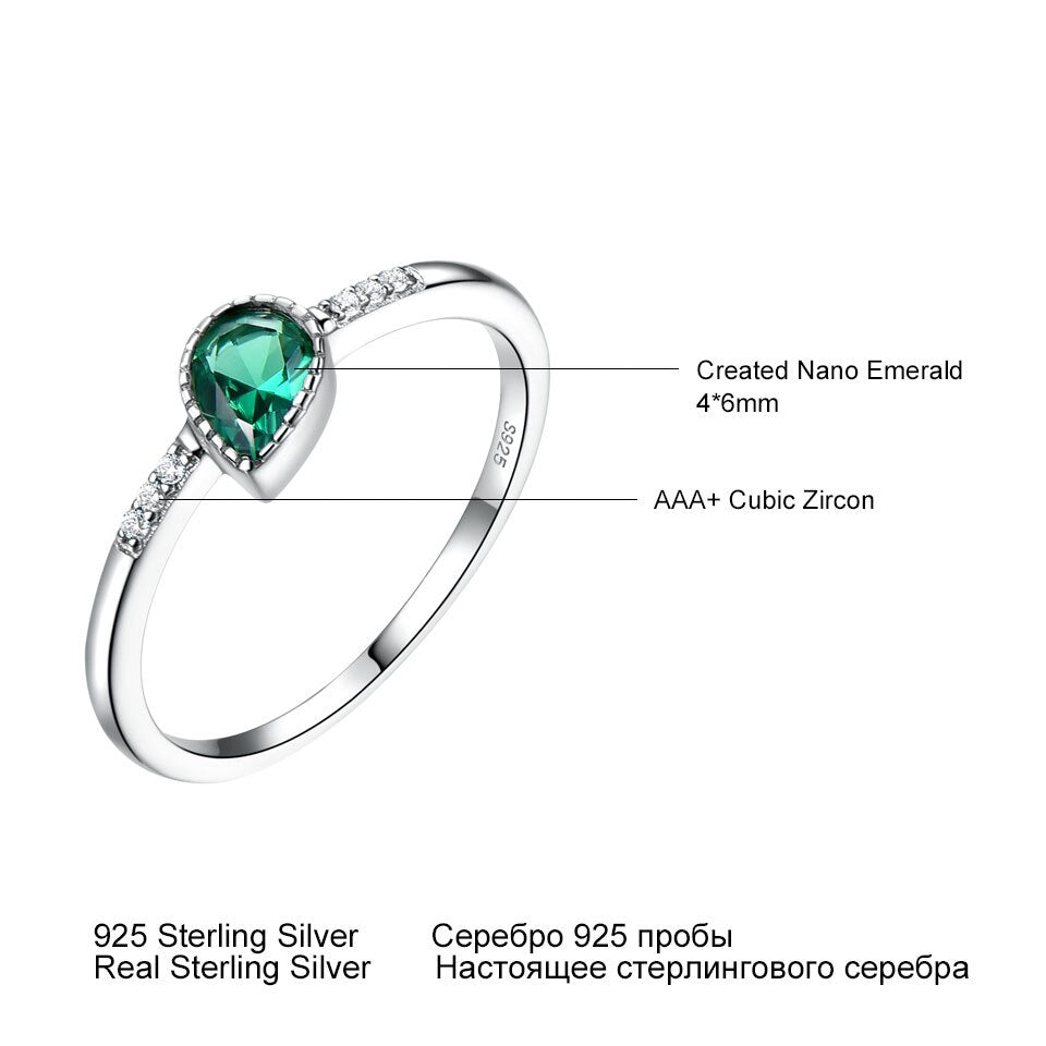 UMCHO Created Emerald Engagement Wedding Rings For Women Genuine 925 Sterling Silver Fashion Fine Jewelry