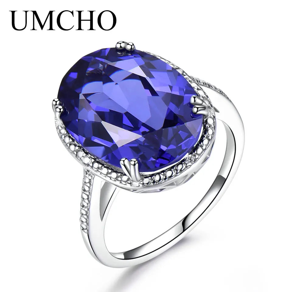 UMCHO Luxury Tanzanite Gemstone Rings For Women Solid 925 Sterling Silver Fine Jewelry Female Engagement Ring Christmas Gift Tanzanite