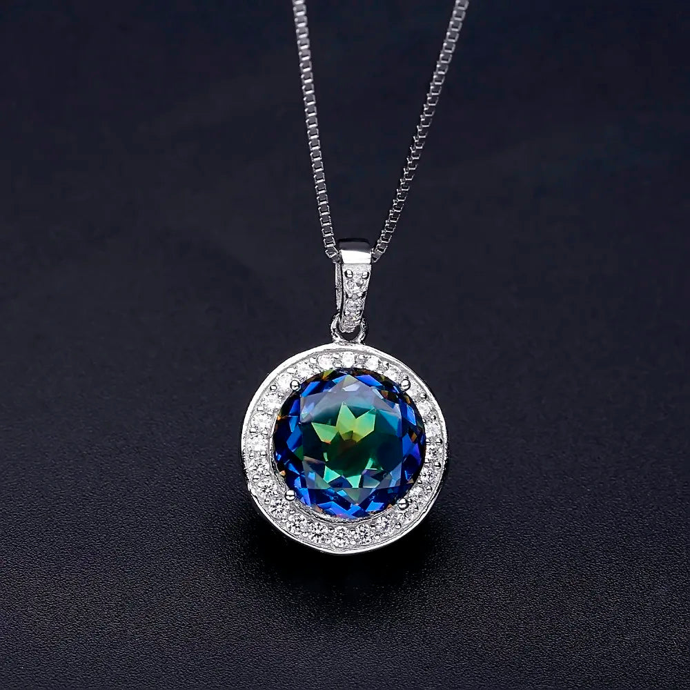 Gem's Ballet 4.79Ct Natural Blueish Mystic Quartz Gemstone Pendant Necklace Solid 925 Sterling Silver Fine Jewelry For Women