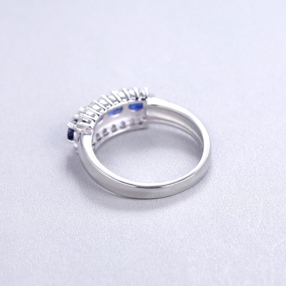 GEM&#39;S BALLET 0.92Ct Natural Blue Sapphire Ring 925 Sterling Silver Wedding Bands Rings For Women Valentine&#39;s Day Fine Jewelry