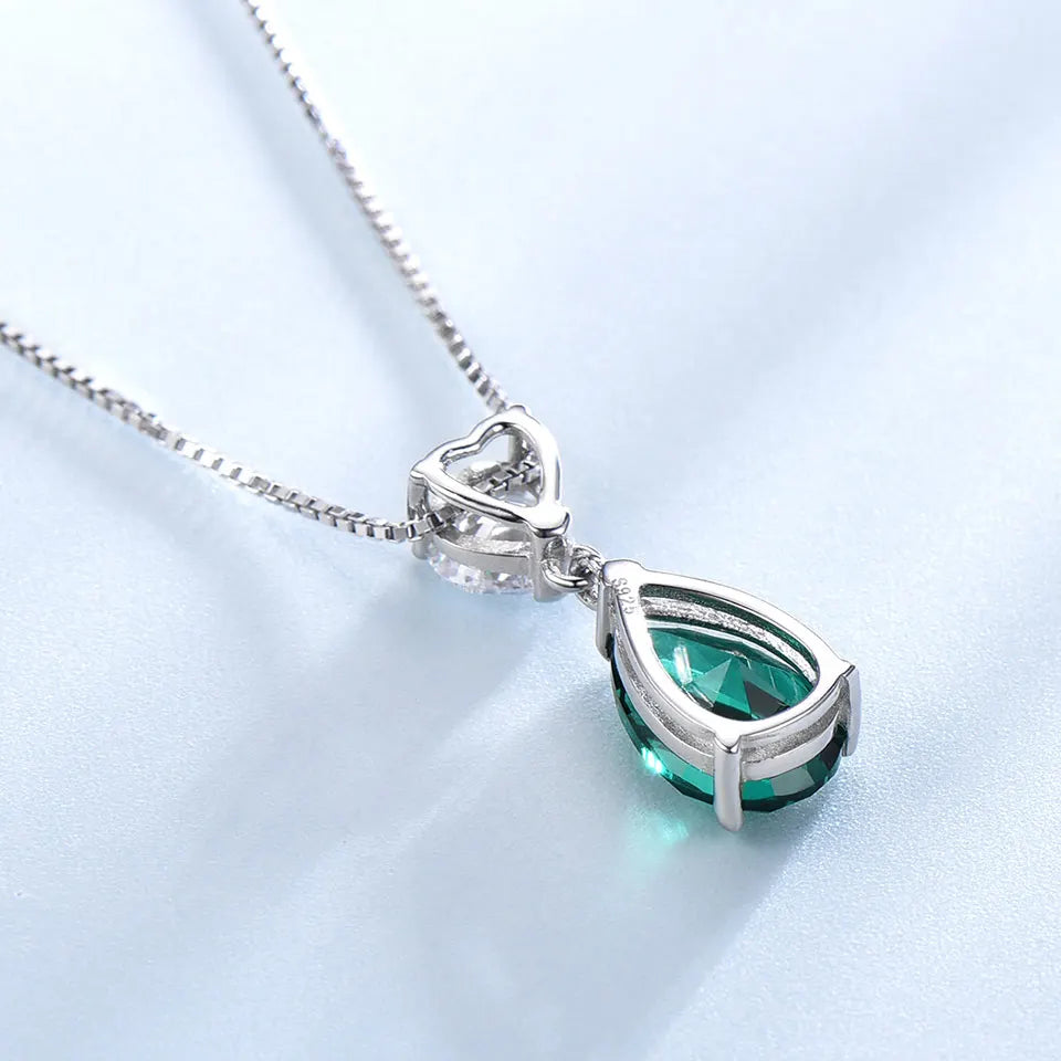 UMCHO 2019 New Fashion 925 Sterling Silver Pendant Necklace for Women Nano Emerald Zircon Chain Anniversary Necklace With Chain