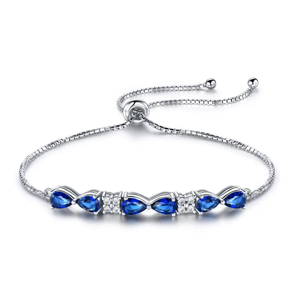 UMCHO Pure 925 Sterling Silver Bracelets Bangles For Women Tanzanite Adjustable Tennis Bracelet Female Jewelry Christmas GIft sapphire bracelet