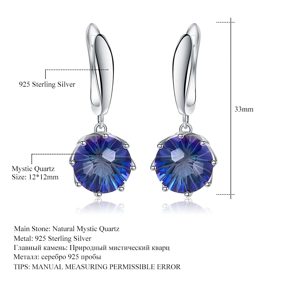GEM'S BALLET Classic Natural Rainbow Mystic Quartz Earrings 925 Sterling Silver Drop Earrings For Women Engagement Fine Jewelry