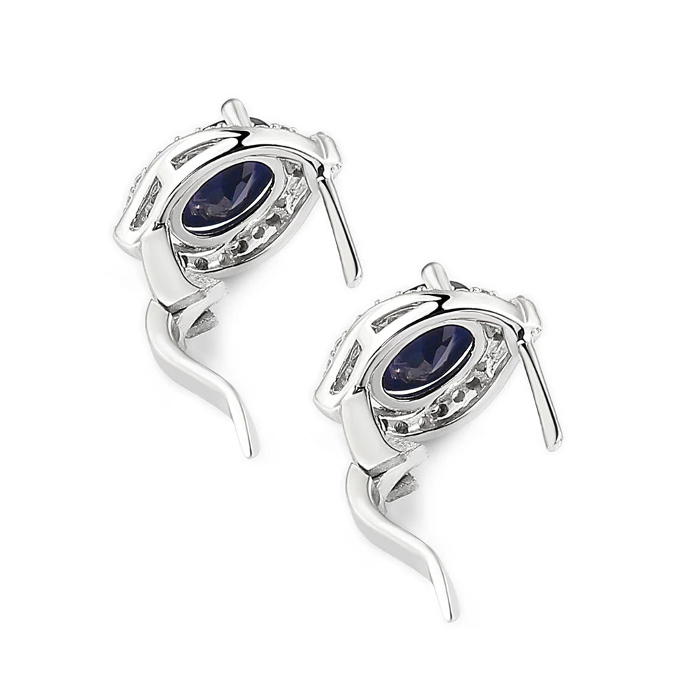 Gem's Ballet 3.26C Natural Blue Sapphire Gemstone Vintage Stud Earrings 925 Sterling Silver Fine Jewelry For Women Drop Shipping