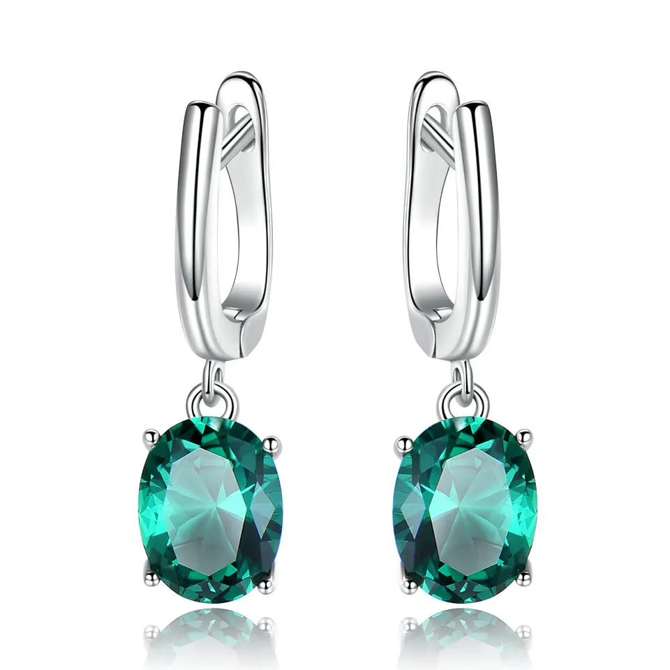 UMCHO Emerald Gemstone Long Clip Earrings for Women Genuine 925 Sterling Silver Korea Earrings Fashion Wedding Fine Jewelry Gift Emerald earrings